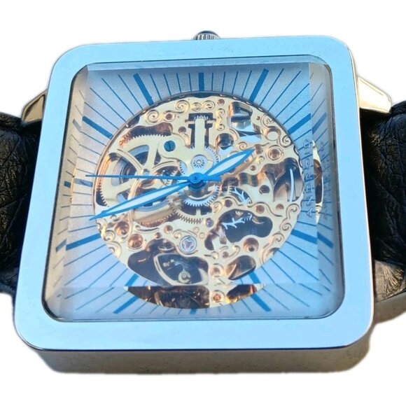 Android  AD223 Skeleton Automatic Silver 39mm Black Leather Ostrich Band - Picture 3 of 7